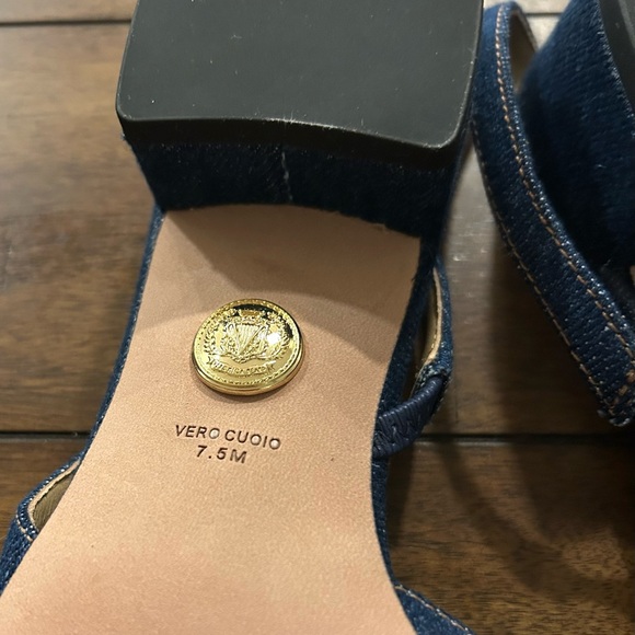 Veronica Beard Half d’Orsay Slingback Pumps Mountain Blue Black 375.00 Size 7.5 - Picture 5 of 10